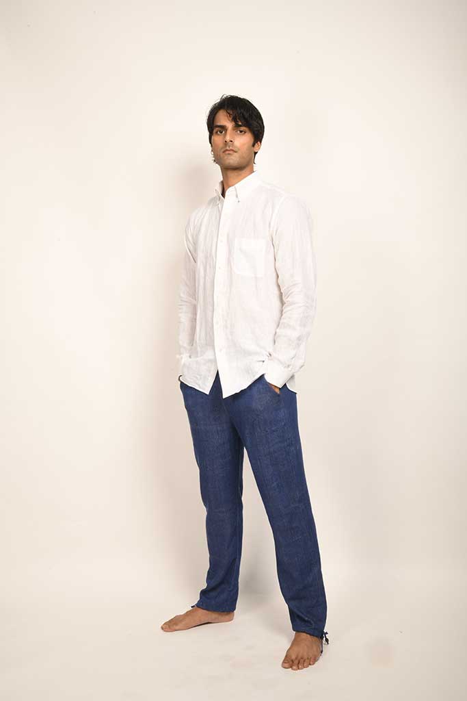 Handwoven Shirt | Men&#39;s Workwear | White Linen | Heritage