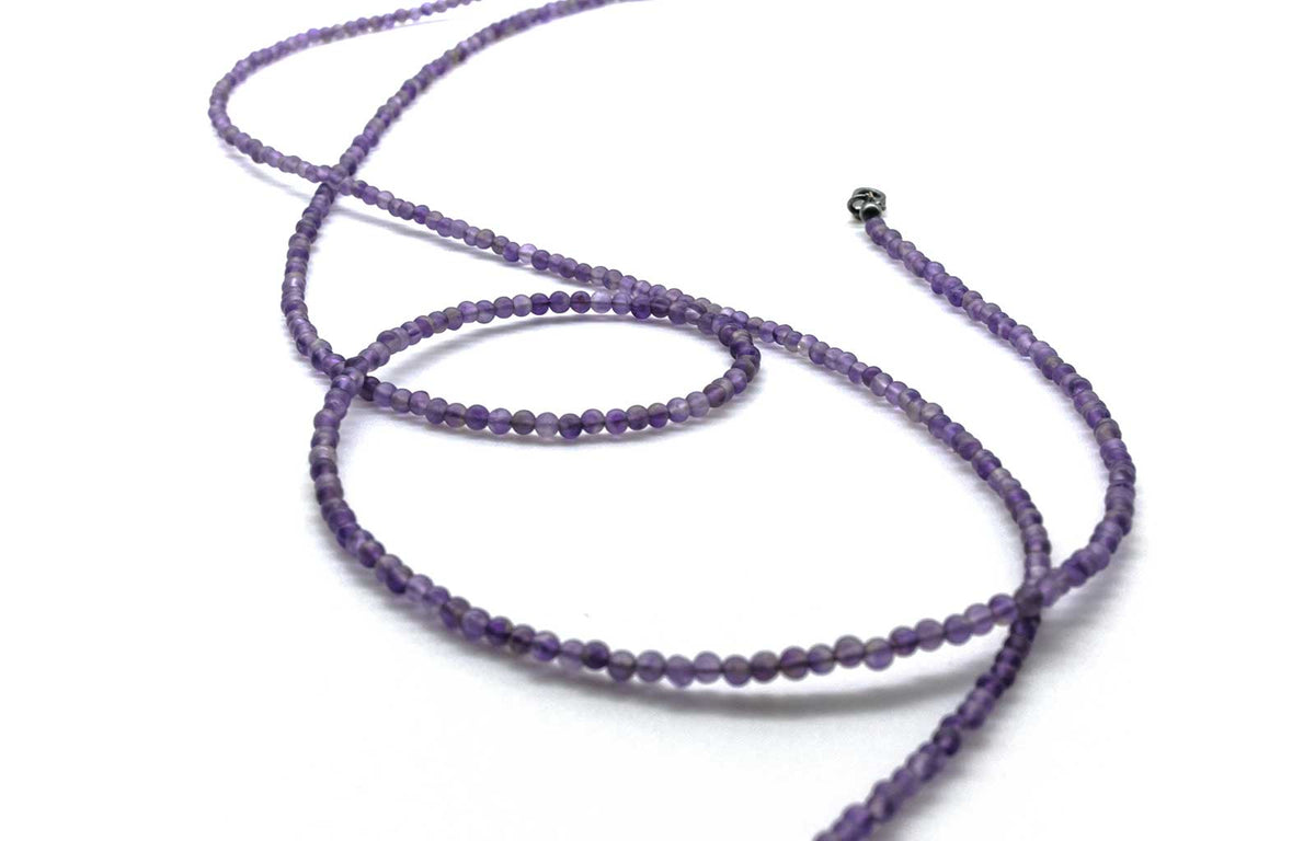 Raw Amethyst Love Beads Necklace | Hand-Ground | Soft Purple