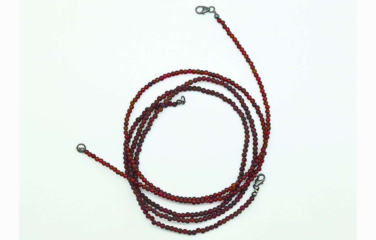 Raw Garnet Necklace | Hand-Ground Love Beads | Deep Red