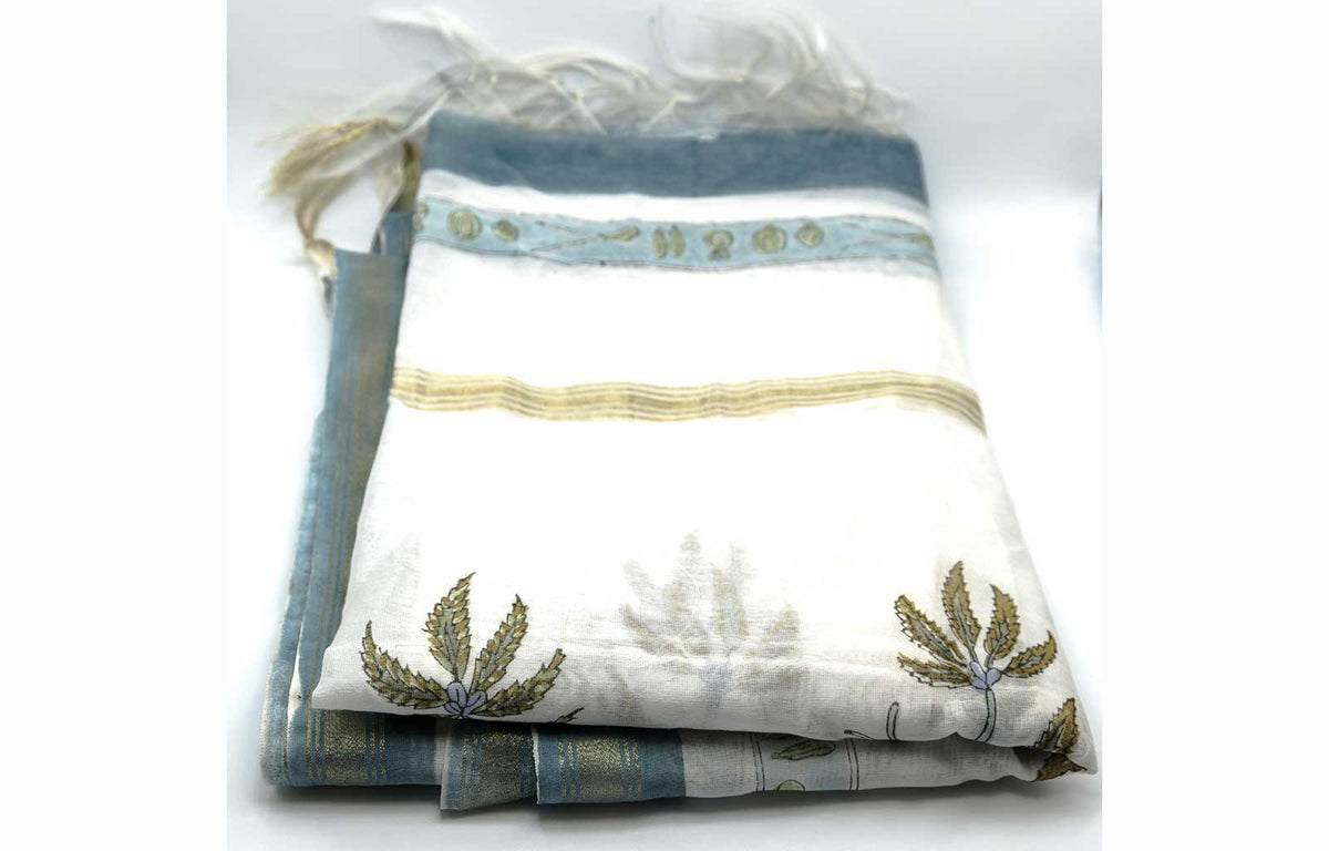 The Cannabis Design Scarf | Block Printed | Silk &amp; Cotton