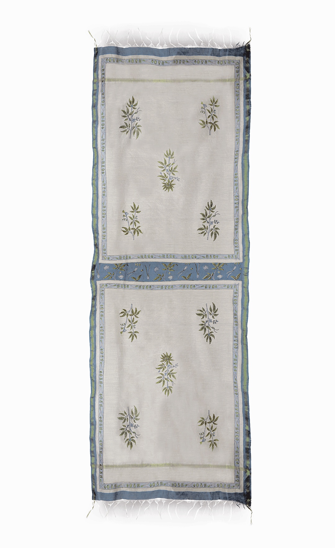 The Cannabis Design Scarf | Block Printed | Silk & Cotton