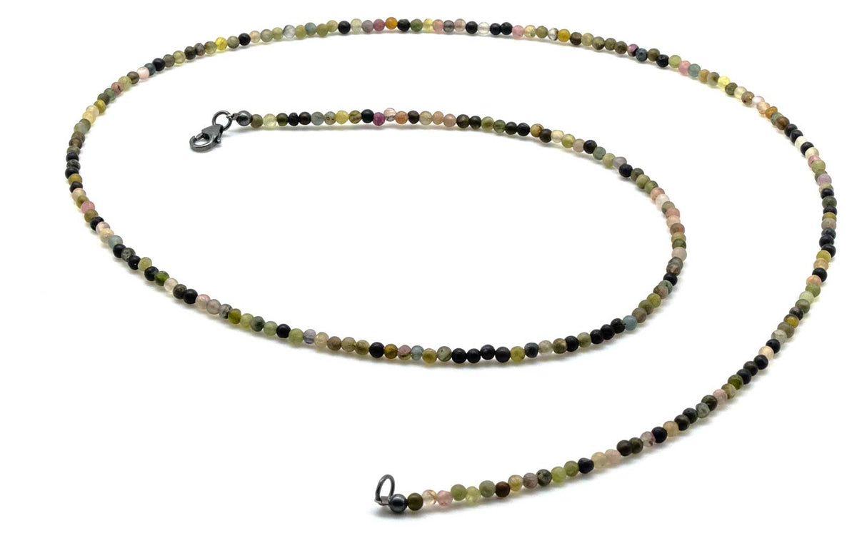Yellow Gold Pink Tourmaline Beaded Necklace - MASSNOON